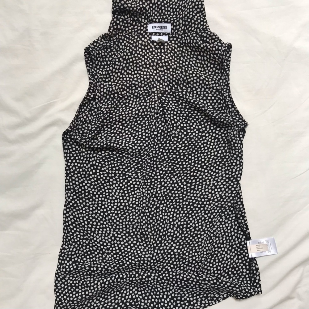 Express Slim Fit Dot Print Sleeveless Portofino Blouse Size XXS - Picture 5 of 5